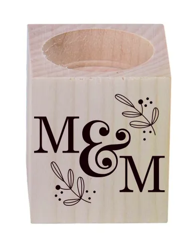 ŚWIECZNIK drewniany z grawerem podziękowanie dla gości na WESELE ŚLUB