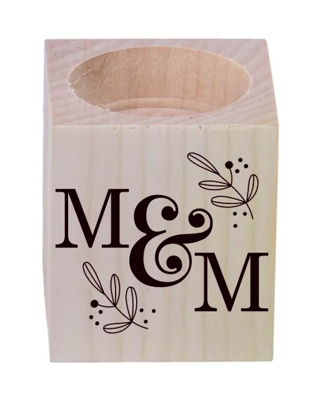 ŚWIECZNIK drewniany z grawerem podziękowanie dla gości na WESELE ŚLUB