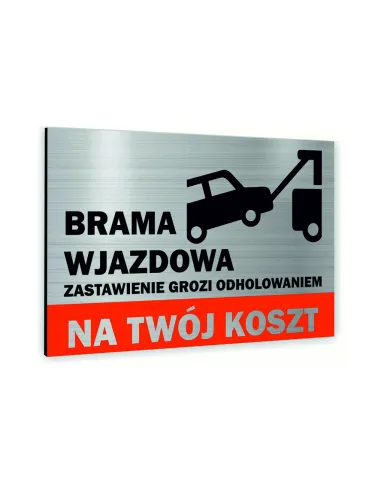 Tabliczka znak informacyjny 20x15 Srebrna KONSEKWENCJE ZASTAWIANIA Dibond