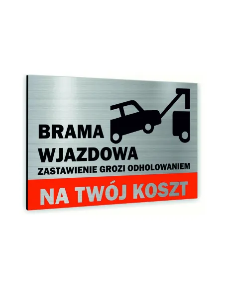 Tabliczka znak informacyjny 20x15 Srebrna KONSEKWENCJE ZASTAWIANIA Dibond