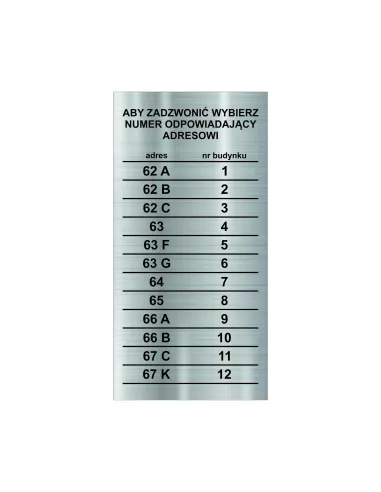 GRAWEROWANA tabliczka laminat numer mieszkania domofon TWÓJ NAPIS