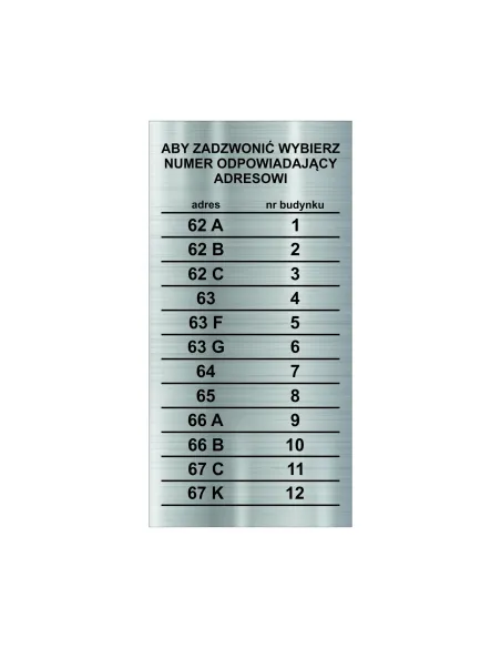 GRAWEROWANA tabliczka laminat numer mieszkania domofon TWÓJ NAPIS