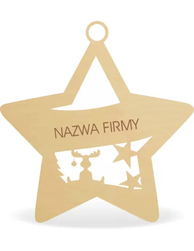 DREWNIANA BOMBKA Z napisem LOGO nazwa firmy ozdoba na choinkę święta GRAWER