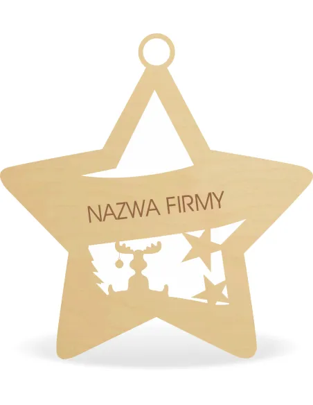 DREWNIANA BOMBKA Z napisem LOGO nazwa firmy ozdoba na choinkę święta GRAWER