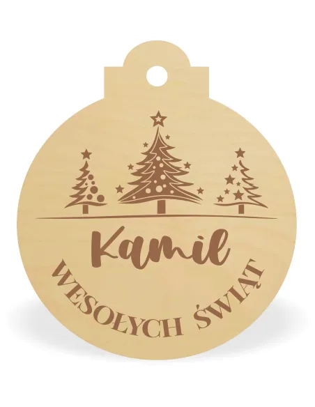 DREWNIANA BOMBKA Z napisemTWOIM IMIENIEM na choinkę mikołajki GRAWER