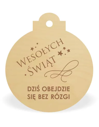 DREWNIANA BOMBKA Z napisem LOGO nazwa firmy ozdoba na choinkę święta GRAWER