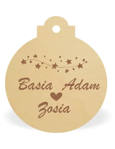 DREWNIANA BOMBKA PERSONALIZACJA TWOJE IMIĘ święta ozdoba choinkowa mikołajki GRAWER