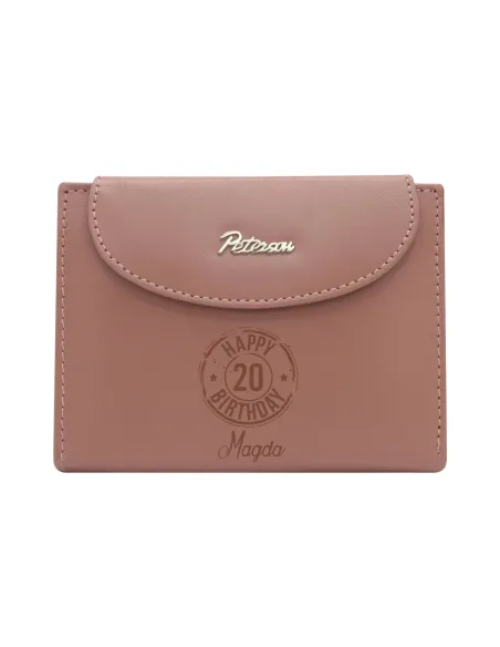 Portfel damski skórzany GRAWER prezent na URODZINY twój napis TEKST