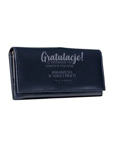 Portfel damski skórzany z GRAWEREM personalizowany prezent gratulacje nowej pracy