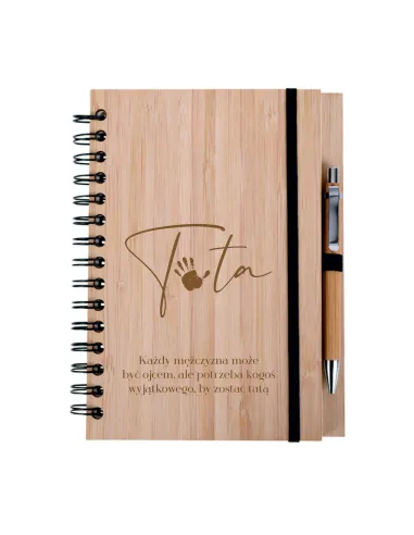 zestaw notes notatnik drewniany A5 grawer prezent dla taty