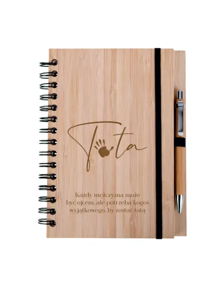 zestaw notes notatnik drewniany A5 grawer prezent dla taty