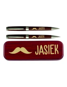 Zestaw piśmienniczy drewniany długopis i ołówek mechaniczny GRAWER Z IMIENIEM