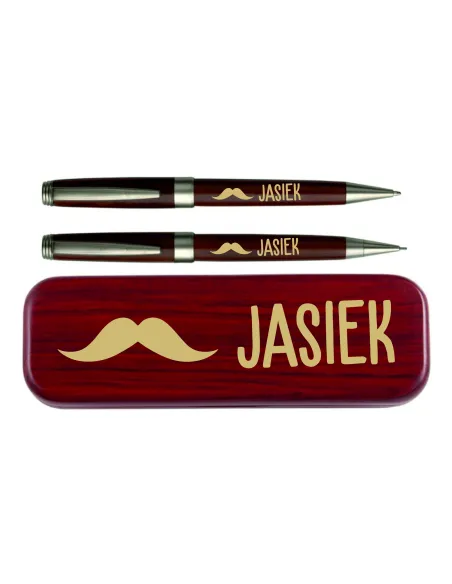 Zestaw piśmienniczy drewniany długopis i ołówek mechaniczny GRAWER Z IMIENIEM