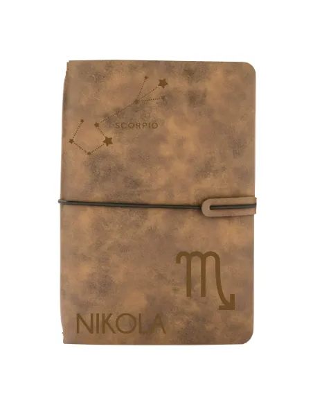Notes z ekoskóry notatnik A5 grawer personalizowany PREZENT Z IMIENIEM ZNAKIEM ZODIAKU
