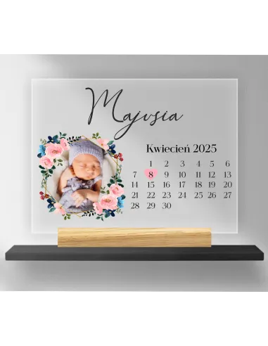 WYJĄTKOWY DZIEŃ ZDJĘCIE DATA IMIĘ wydruk na plexi NARODZINY DZIECKA statuetka tabliczka ramka