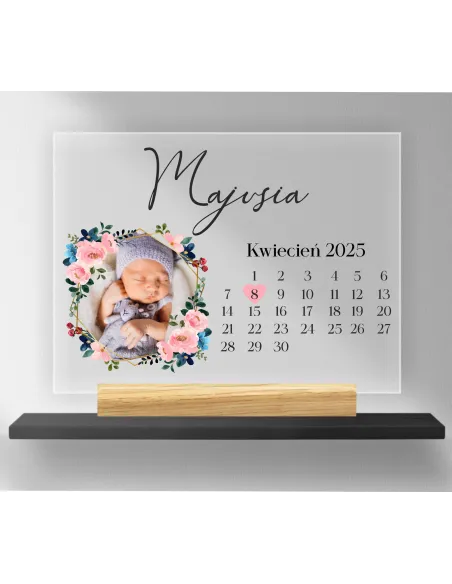 WYJĄTKOWY DZIEŃ ZDJĘCIE DATA IMIĘ wydruk na plexi NARODZINY DZIECKA statuetka tabliczka ramka