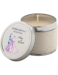ŚWIECZKA zapachowa PODZIĘKOWANIE DLA GOŚCI NA ŚLUB WESELE nadruk UV