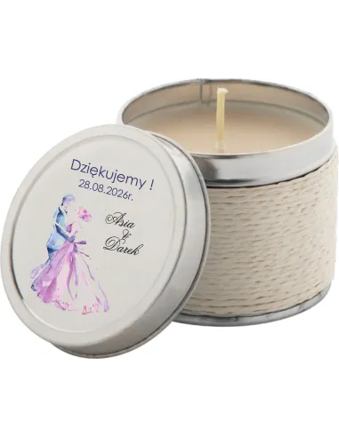ŚWIECZKA zapachowa PODZIĘKOWANIE DLA GOŚCI NA ŚLUB WESELE nadruk UV