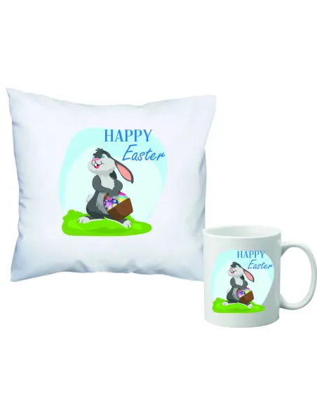 Zestaw Poduszka i Kubek Nadruk Personalizacja PREZENT wielkanocna