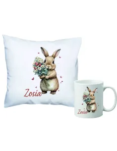 Zestaw Poduszka i Kubek Personalizacja PREZENT wielkanocna z imieniem