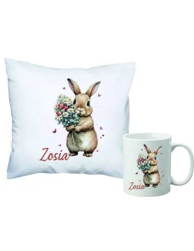 Zestaw Poduszka i Kubek Personalizacja PREZENT wielkanocna z imieniem