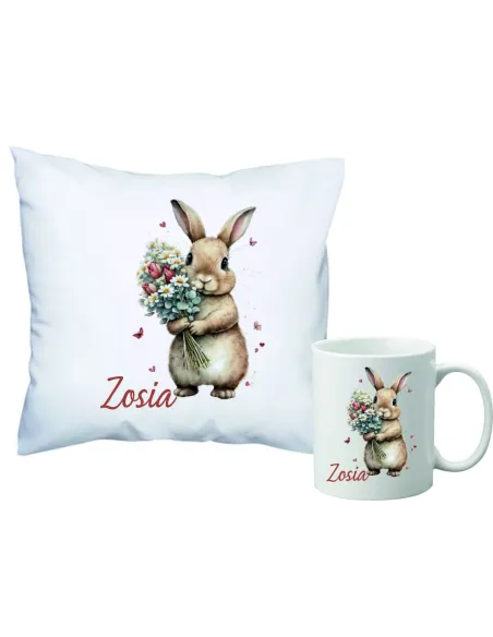 Zestaw Poduszka i Kubek Personalizacja PREZENT wielkanocna z imieniem