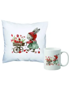 Zestaw Poduszka i Kubek Personalizacja PREZENT wielkanocna dekoracyjne
