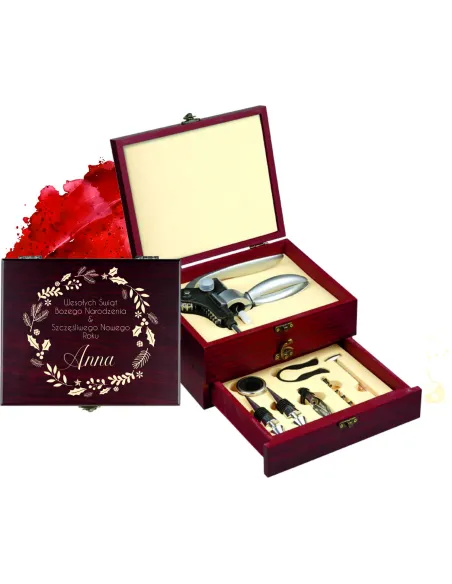 Personalizowany zestaw do wina Z GRAWEREM prezent ŚWIĘTA BOŻEGO NARODZENIA