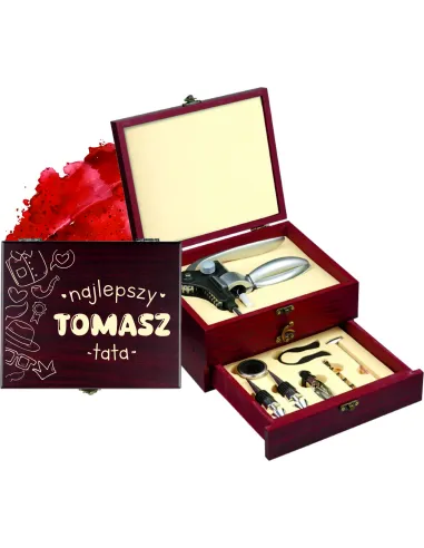 Personalizowany zestaw akcesoriów do wina Z GRAWEREM prezent DLA TATY