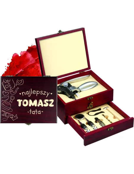 Personalizowany zestaw akcesoriów do wina Z GRAWEREM prezent DLA TATY