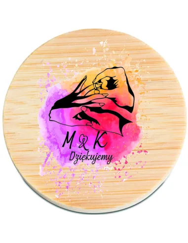 OTWIERACZ DREWNIANY z magnesem z inicjałami PODZIĘKOWANIE NA WESELE 50szt