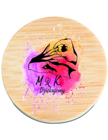 OTWIERACZ DREWNIANY z magnesem z inicjałami PODZIĘKOWANIE NA WESELE 50szt