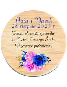 OTWIERACZ DREWNIANY z magnesem personalizacja PODZIĘKOWANIE NA WESELE 50szt