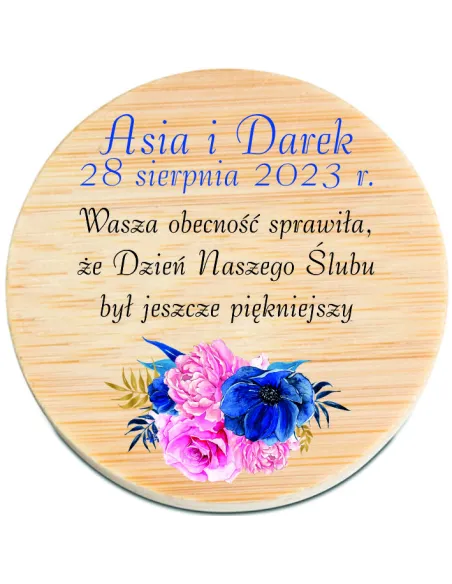 OTWIERACZ DREWNIANY z magnesem personalizacja PODZIĘKOWANIE NA WESELE 50szt