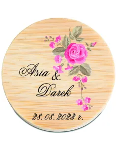 OTWIERACZ DREWNIANY magnes personalizacja imiona PODZIĘKOWANIE NA ŚLUB
