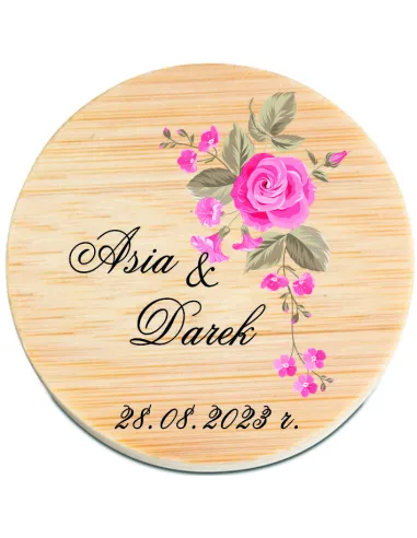 OTWIERACZ DREWNIANY magnes personalizacja imiona PODZIĘKOWANIE NA ŚLUB