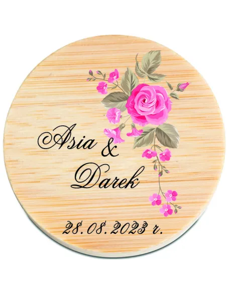 OTWIERACZ DREWNIANY magnes personalizacja imiona PODZIĘKOWANIE NA ŚLUB