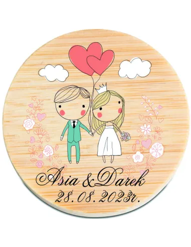 OTWIERACZ DREWNIANY magnes nadruk personalizowany PODZIĘKOWANIE NA WESELE