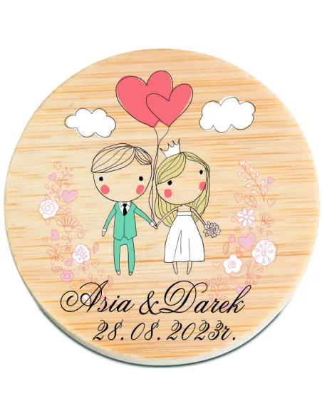 OTWIERACZ DREWNIANY magnes nadruk personalizowany PODZIĘKOWANIE NA WESELE