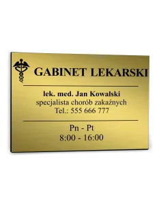 nadruk UV TABLICZKA 30x20 GABINET LEKARSKI nazwisko godziny otwarcia nr tel