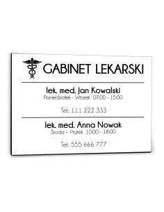 nadruk TABLICZKA biała 30x20 GABINET LEKARSKI nazwisko godziny otwarcia