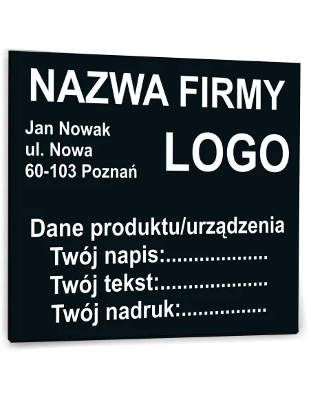 NADRUK TABLICZKA ZNAMIONOWA FIRMY z dibondu 10x10 TWÓJ NAPIS LOGO