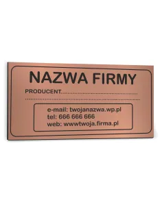 NADRUK TABLICZKA ZNAMIONOWA FIRMY z dibondu 20x10 cm TWÓJ NAPIS LOGO