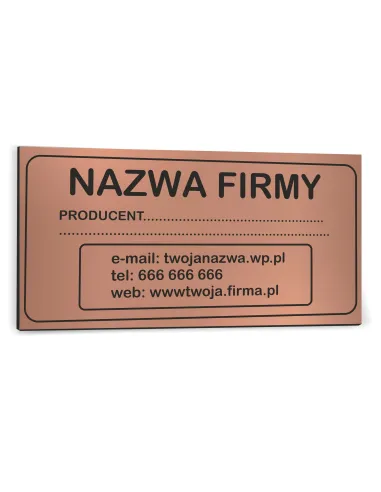 NADRUK TABLICZKA ZNAMIONOWA FIRMY z dibondu 20x10 cm TWÓJ NAPIS LOGO