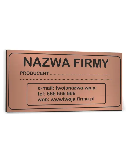 NADRUK TABLICZKA ZNAMIONOWA FIRMY z dibondu 20x10 cm TWÓJ NAPIS LOGO