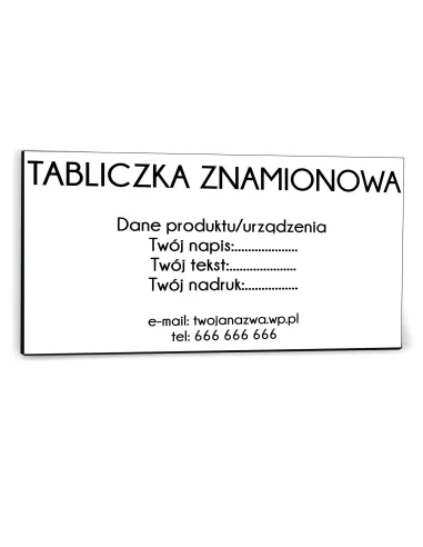 NADRUK TABLICZKA ZNAMIONOWA FIRMY z dibondu 20x10 cm TWÓJ NAPIS LOGO biała