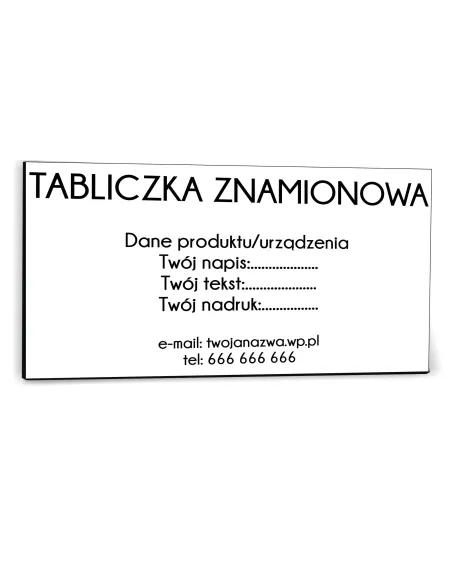 NADRUK TABLICZKA ZNAMIONOWA FIRMY z dibondu 20x10 cm TWÓJ NAPIS LOGO biała