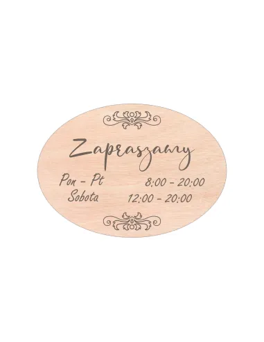 Grawerowana TABLICZKA DREWNIANA z godzinami otwarcia TWÓJ NAPIS LOGO A5