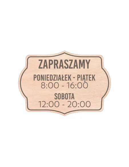 Grawerowana TABLICZKA DREWNIANA z godzinami otwarcia TWÓJ NAPIS LOGO 21x14,8