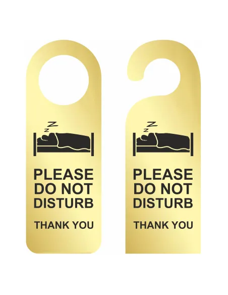 ZAWIESZKA NA DRZWI klamkę hotelowa z nadrukiem ZŁOTA LUSTRRZANA do not disturb